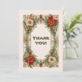 Victoriaans  grens met Wildflower Wedding Bedankkaart (Staand voorkant)