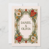 Victoriaans  grens met Wildflower Wedding Bedankkaart (Achterkant)