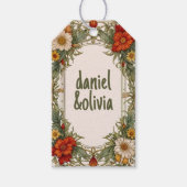 Victoriaans  grens met Wildflower Wedding Cadeaulabel (Voorkant)