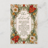 Victoriaans  grens met Wildflower Wedding Informatiekaartje (Voorkant)