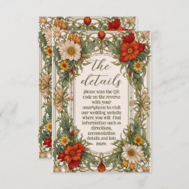 Victoriaans  grens met Wildflower Wedding Informatiekaartje