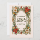 Victoriaans  grens met Wildflower Wedding Kaart (Voorkant)