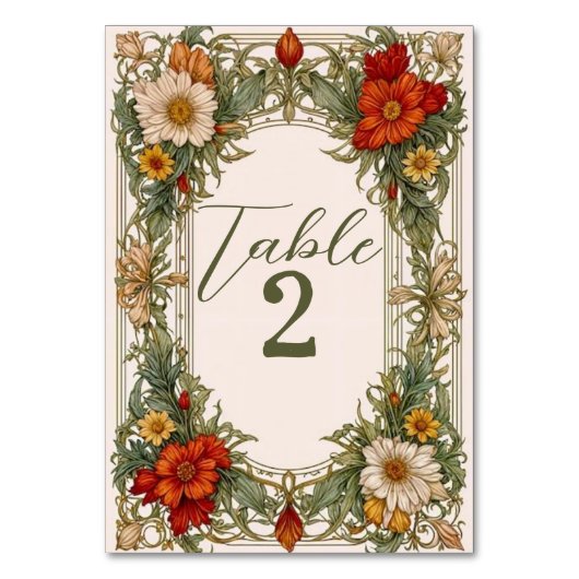 Victoriaans grens met Wildflower Wedding Kaart (Achterkant)