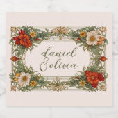 Victoriaans  grens met Wildflower Wedding Likeurfles Etiket (Enkel label)