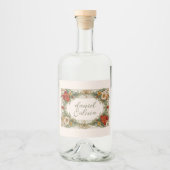 Victoriaans  grens met Wildflower Wedding Likeurfles Etiket (Voorkant)