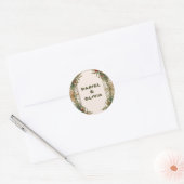 Victoriaans  grens met Wildflower Wedding Ronde Sticker (Envelop)