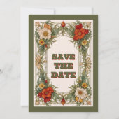 Victoriaans  grens met Wildflower Wedding Save The Date (Voorkant)