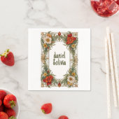 Victoriaans grens met Wildflower Wedding Servet (Insitu)