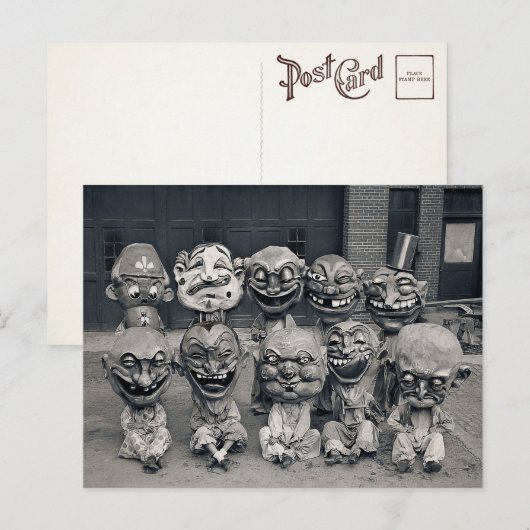 Victoriaans griezelige carnavalsmaskers  Briefkaar Briefkaart (Voorkant / Achterkant)