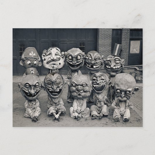 Victoriaans griezelige carnavalsmaskers  Briefkaar Briefkaart (Voorkant)