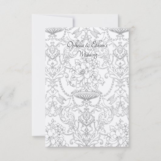 Victoriaans Grijs Monogram crest bruiloft Kaart (Achterkant)