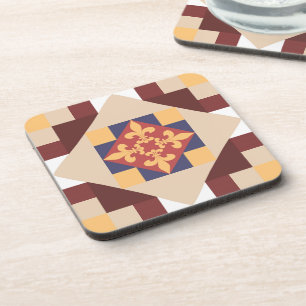 Victoriaans Grijze Vleur de Lis Oude Tegel Bier Onderzetter