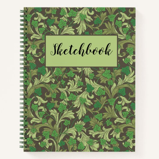Victoriaans  Groen Ivy Trellis Sketchbook Notitieboek (Voorkant)
