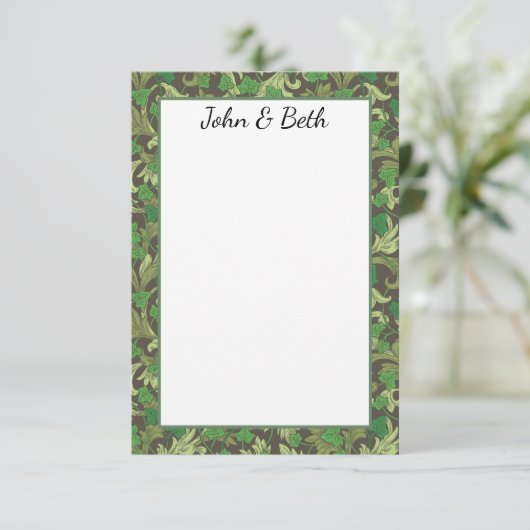 Victoriaans  Groene Ivy Groei op Trellis Bedankkaart (Staand voorkant)