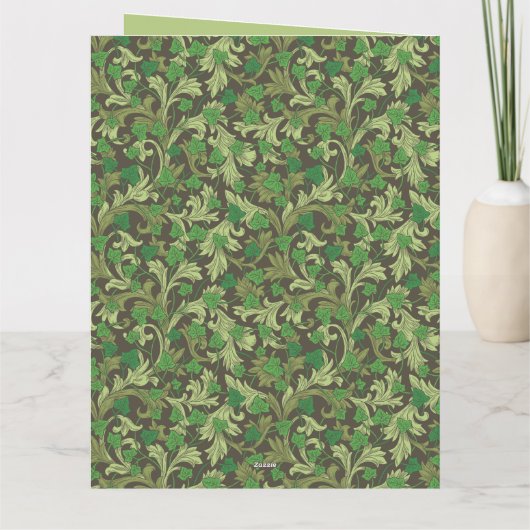 Victoriaans  Groene Ivy Groei op Trellis Bedankkaart (Achterkant)