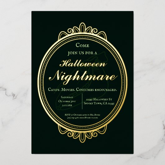 Victoriaans  Groene Nightmare Halloween Party Folie Uitnodiging (Voorkant)