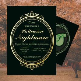 Victoriaans  Groene Nightmare Halloween Party Folie Uitnodiging