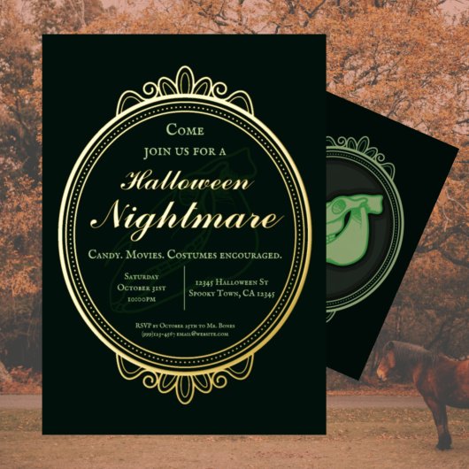Victoriaans  Groene Nightmare Halloween Party Folie Uitnodiging