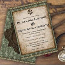 Victoriaans groene steampunk bruiloft uitnodiging