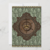 Victoriaans groene steampunk bruiloft uitnodiging (Achterkant)