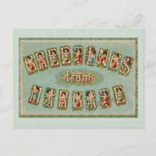 Victoriaans groeten uit Margate, cherubs, engelen Briefkaart