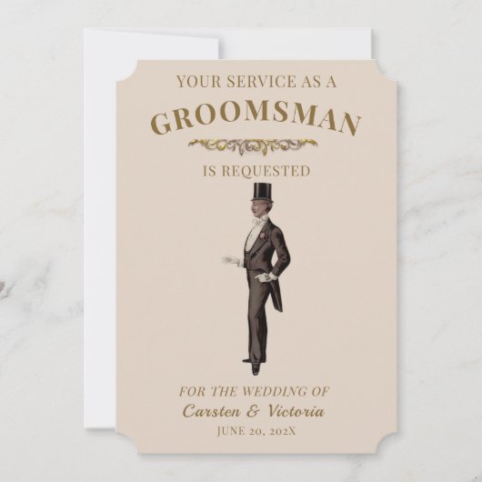 Victoriaans  Groomsman Kaart (Voorkant)