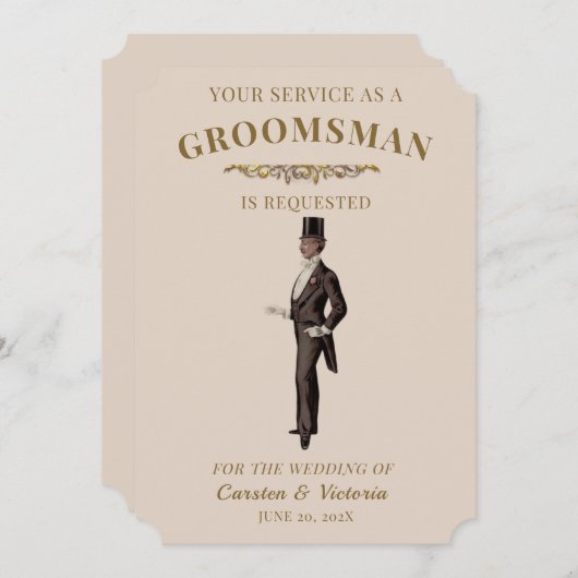 Victoriaans Groomsman Kaart (Voorkant / Achterkant)