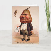Victoriaans Grumpy Pear Head Christmas Kaart (Voorkant)