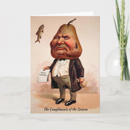 Victoriaans Grumpy Pear Head Christmas Kaart (Voorkant)