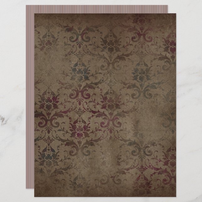 Victoriaans Grunge Gothic Brown Scrapbook paper (Voorkant / Achterkant)