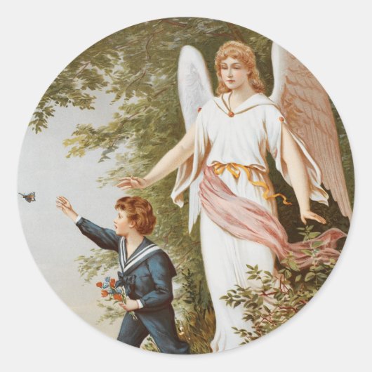 Victoriaans Guardian Angel Stickers (Voorkant)