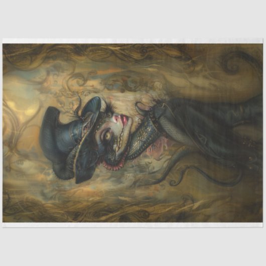 Victoriaans hagedis Lady Decoupage Tissuepapier (Voorkant)