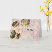 Victoriaans Hallo Kaart (Gele Bloem)