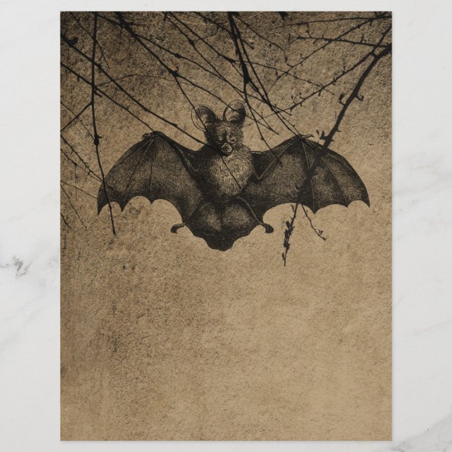 Victoriaans Halloween Bat Scrapbook-papier (Voorkant)