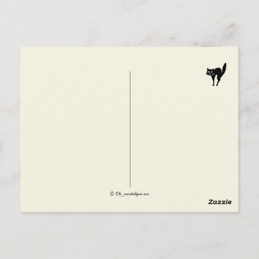  Victoriaans Halloween Black Cat en Pompoenen Briefkaart (Achterkant)