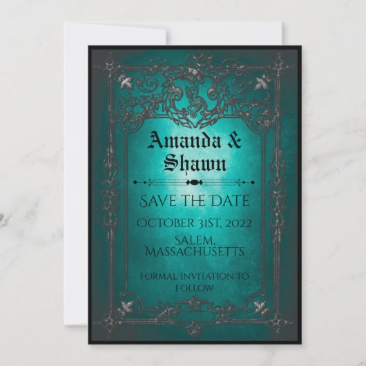 Victoriaans Halloween Fantasy Save The Date (Voorkant)