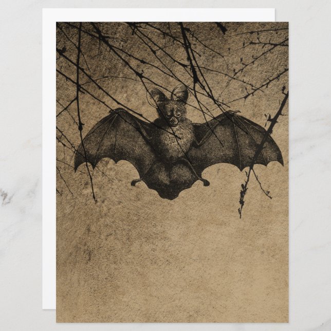 Victoriaans Halloween Gothic Bat Scrapbook paper (Voorkant / Achterkant)