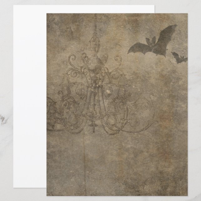 Victoriaans Halloween Gothic Bat Scrapbook paper (Voorkant / Achterkant)
