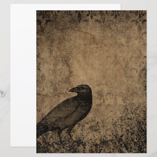 Victoriaans Halloween Gothic Raven Scrapbook Paper (Voorkant / Achterkant)