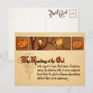 Victoriaans Halloween Hooting Owl Briefkaart
