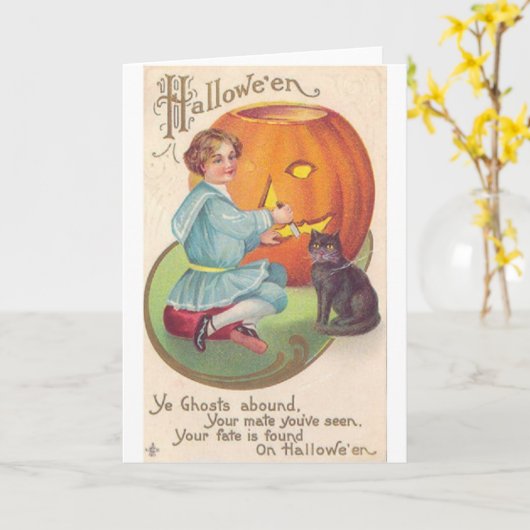 Victoriaans Halloween Kaart (Gele Bloem)