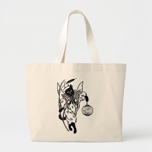 Victoriaans Halloween Kitty Cat in Kostuum Canvas Grote Tote Bag (Voorkant)