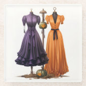 VICTORIAANS HALLOWEEN KLEDING GLAZEN ONDERZETTER (Voorkant)