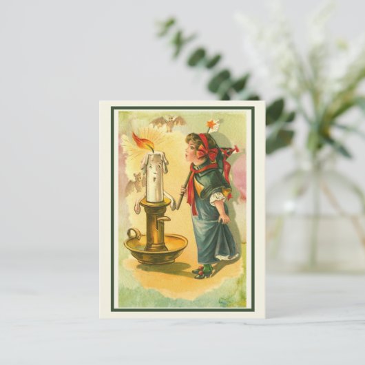  Victoriaans halloween meisje in een Witch Dress Briefkaart (Staand voorkant)