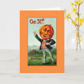 Victoriaans Halloween pompoen hoofd Wenskaart Kaart (Gele Bloem)