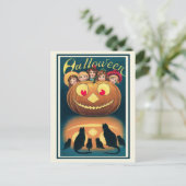  Victoriaans Halloween Spooky Jack o'Lantern Briefkaart (Staand voorkant)