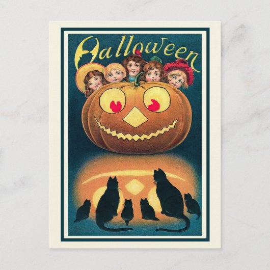  Victoriaans Halloween Spooky Jack o'Lantern Briefkaart (Voorkant)