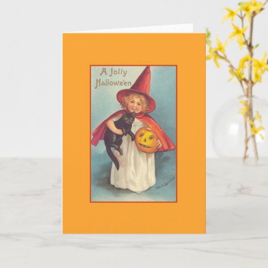 Victoriaans Halloween Wenskaart Kaart (Gele Bloem)