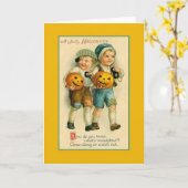 Victoriaans Halloween Wenskaart Kaart (Gele Bloem)