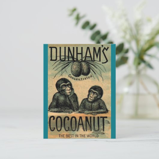 Victoriaans handelskaart: Dunham's Cocoanut Briefkaart (Staand voorkant)